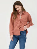 Ribbed Button Up Top (Terracotta)
