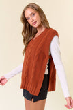 Drop Shoulder Cable Sweater Vest (2 colors)