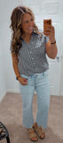 Gingham Button Top