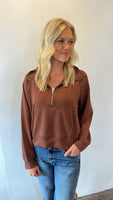 Scuba Girl Quarter Zip (Brown)