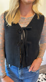 Tie Front Sweater Vest (Black)