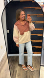 Colorblock Snap Sweater