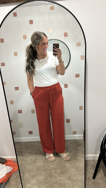 Drawstring Wide Leg (Burnt Orange)