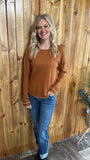 Textured Round Neck Long Sleeve Top
