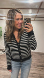 Striped Gold Button Cardigan (Black)