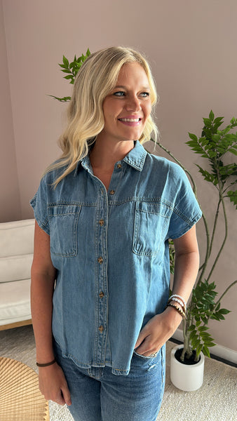 Denim Button Up Top