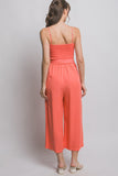 Smocked Coral Jumpsuit