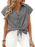 Gingham Button Top