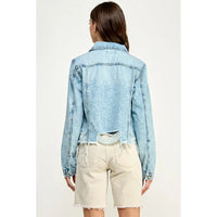Distressed Crop Denim Jacket