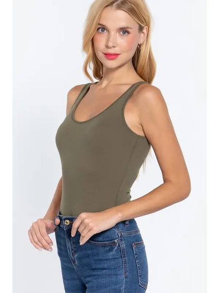 Double Lined Bodysuit (Olive)