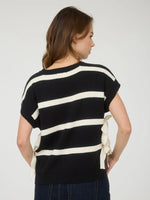 Striped Tie Knit Top (Black)