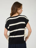 Striped Tie Knit Top (Black)