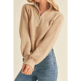 Beth Zip Up Sweater (Taupe)