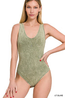 Acid Wash Bodysuit (Olive)