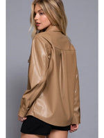 Leather Coffee Button Up