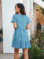 Tiered Blue Floral Dress