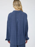 Crinkle Button Up (Navy)