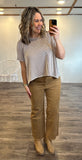 Ribbed Striped Tee (Camel)