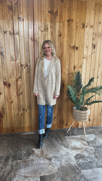 Faux Suede Jacket (Taupe)