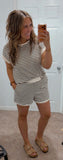 Striped Knit Lounge Set (Khaki)