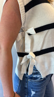 Striped Tie Knit Top (Ivory)