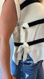 Striped Tie Knit Top (Ivory)