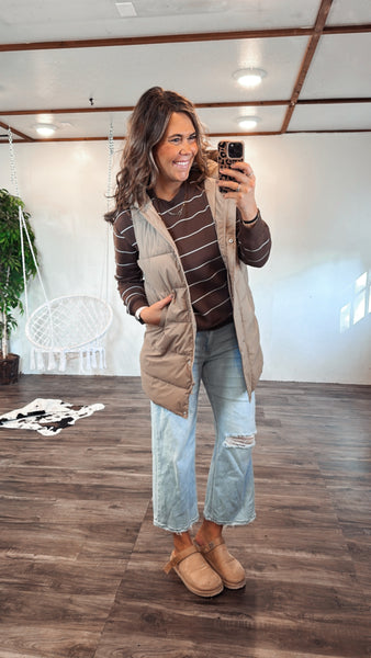 Josie Hooded Vest (Camel)