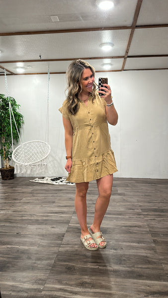 Tencel Tiered Dress (Khaki)
