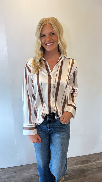 Striped Button Up (Brown)