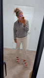 Striped Sweater Cardigan (Mocha)