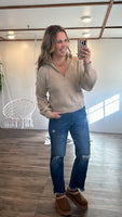 Beth Zip Up Sweater (Taupe)