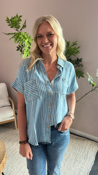 Striped Denim Top
