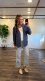 Crinkle Button Up (Navy)