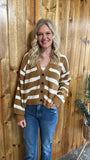 Striped Sweater Cardigan With Button Front