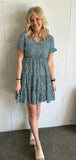 Tiered Blue Floral Dress
