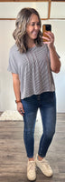 Ribbed Striped Tee (Brown)