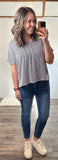 Ribbed Striped Tee (Brown)