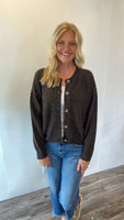 Button Cardigan (Brown)