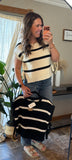 Striped Tie Knit Top (Ivory)