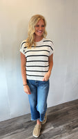 April Striped Top (Ivory)
