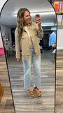 Crinkle Gauze Button Up (Khaki)
