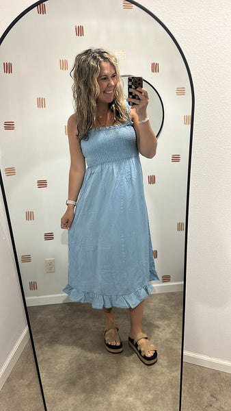 Smock Mini Denim Dress