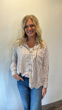 Khaki Striped Button Up