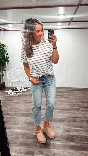 Striped Basic Tee (Mocha)