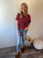 Basic Girl Ribbed Tee (Cranberry)