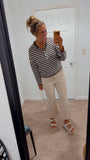 Striped Sweater Cardigan (Mocha)