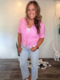 Pink Button Up Tee