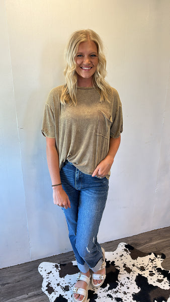 Ribbed Pocket Tee (Mocha)