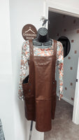 Leather Overall Dress (Brown)