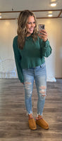 Riley Crop Sweater ( Dark Green)